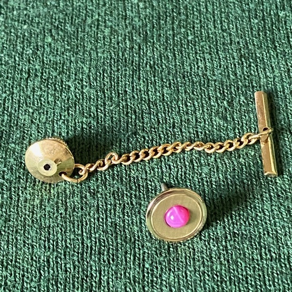 VTG I C.D. Foster I 14K Pink Star Ruby Tie Tac - Picture 8 of 16